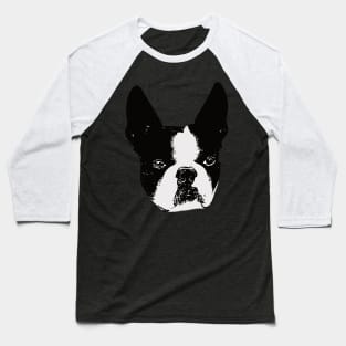 Boston Bull Terrier Face Baseball T-Shirt